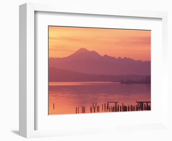 Mt. Baker and Puget Sound at Dawn, Anacortes, Washington, USA-William Sutton-Framed Photographic Print