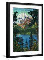 Mt. Baker and Reflection Lake, WA - Mt. Baker, WA-Lantern Press-Framed Art Print