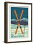 Mt. Baker, Washington - Crossed Skis-Lantern Press-Framed Art Print