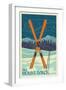 Mt. Baker, Washington - Crossed Skis-Lantern Press-Framed Art Print