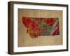 MT Colorful Counties-Red Atlas Designs-Framed Giclee Print