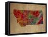 MT Colorful Counties-Red Atlas Designs-Framed Stretched Canvas