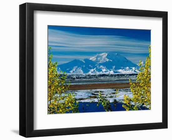 Mt. Denali After First Snowfall of the Summer, Denali National Park, Alaska, USA-Charles Sleicher-Framed Photographic Print