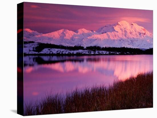 Mt. Denali at Sunset from Reflection Pond, Alaska, USA-Charles Sleicher-Stretched Canvas