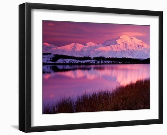 Mt. Denali at Sunset From Reflection Pond in Denali National Park, Alaska, USA-Charles Sleicher-Framed Premium Photographic Print