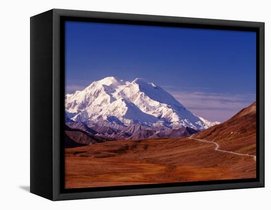 Mt. Denali from Stony Hill in Fall, Mt. McKinley, Alaska, USA-Charles Sleicher-Framed Stretched Canvas