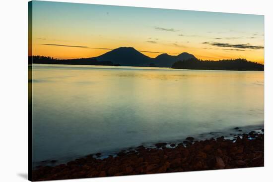 Mt. Edgecumbe at dusk, Kruzof Island, Sitka, Alaska-Mark A Johnson-Stretched Canvas