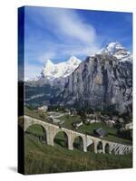 Mt Eiger, Mt Jungfrau and Mt Monch, Murren, Bernese Oberland, Switzerland-Hans Peter Merten-Stretched Canvas
