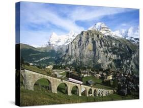 Mt Eiger, Mt Jungfrau and Mt Monch, Murren, Bernese Oberland, Switzerland-Hans Peter Merten-Stretched Canvas