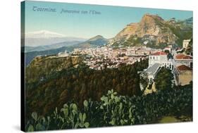 Mt. Etna from Taormina, Sicily, Italy-null-Stretched Canvas