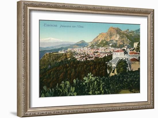 Mt. Etna from Taormina, Sicily, Italy-null-Framed Art Print