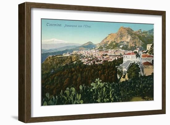 Mt. Etna from Taormina, Sicily, Italy-null-Framed Art Print