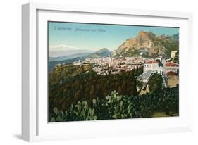 Mt. Etna from Taormina, Sicily, Italy-null-Framed Art Print