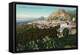 Mt. Etna from Taormina, Sicily, Italy-null-Framed Stretched Canvas