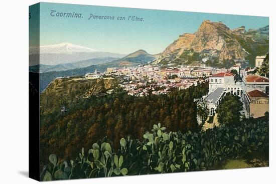 Mt. Etna from Taormina, Sicily, Italy-null-Stretched Canvas