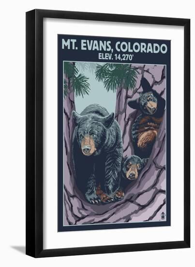 Mt. Evans, Colorado Elv. 14,270 - Black Bear Family-Lantern Press-Framed Art Print