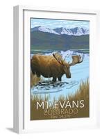 Mt. Evans, Colorado Elv. 14,270 - Moose and Lake-Lantern Press-Framed Art Print