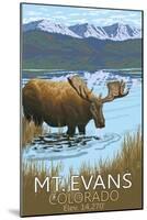 Mt. Evans, Colorado Elv. 14,270 - Moose and Lake-Lantern Press-Mounted Art Print