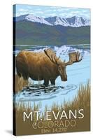 Mt. Evans, Colorado Elv. 14,270 - Moose and Lake-Lantern Press-Stretched Canvas