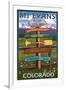 Mt. Evans, Colorado - Sign Destinations-Lantern Press-Framed Art Print