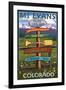 Mt. Evans, Colorado - Sign Destinations-Lantern Press-Framed Art Print