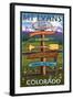 Mt. Evans, Colorado - Sign Destinations-Lantern Press-Framed Art Print