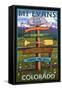 Mt. Evans, Colorado - Sign Destinations-Lantern Press-Framed Stretched Canvas