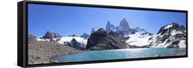 Mt Fitz Roy and Laguna Los Tres, Panoramic View, Fitzroy National Park, Argentina-Mark Taylor-Framed Stretched Canvas