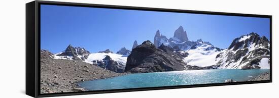 Mt Fitz Roy and Laguna Los Tres, Panoramic View, Fitzroy National Park, Argentina-Mark Taylor-Framed Stretched Canvas