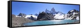 Mt Fitz Roy and Laguna Los Tres, Panoramic View, Fitzroy National Park, Argentina-Mark Taylor-Framed Stretched Canvas