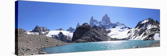 Mt Fitz Roy and Laguna Los Tres, Panoramic View, Fitzroy National Park, Argentina-Mark Taylor-Stretched Canvas