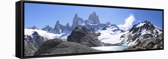 Mt Fitz Roy and Laguna Los Tres, Panoramic View, Fitzroy National Park, Argentina-Mark Taylor-Framed Stretched Canvas