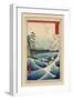 Mt. Fuji and a Rough Surf-null-Framed Art Print