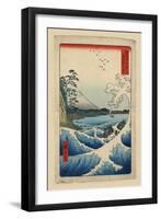 Mt. Fuji and a Rough Surf-null-Framed Art Print