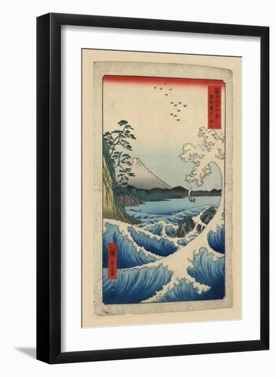 Mt. Fuji and a Rough Surf-null-Framed Art Print