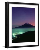 Mt. Fuji and City Lights, Viewed from Mitsu Tohge, Yamanashi, Japan-null-Framed Premium Photographic Print