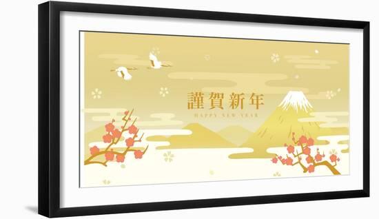 Mt.Fuji and First Sunrise in Japan. Japanese New Year's Card.-perori 00-Framed Photographic Print