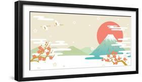 Mt.Fuji and First Sunrise in Japan. Japanese New Year's Card.-perori 00-Framed Photographic Print