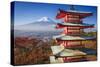 Mt. Fuji and Pagoda during the Fall Season in Japan.-SeanPavonePhoto-Stretched Canvas