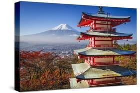 Mt. Fuji and Pagoda during the Fall Season in Japan.-SeanPavonePhoto-Stretched Canvas