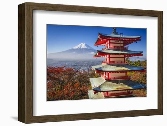 Mt. Fuji and Pagoda during the Fall Season in Japan.-SeanPavonePhoto-Framed Photographic Print