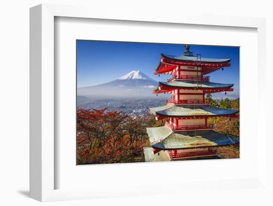 Mt. Fuji and Pagoda during the Fall Season in Japan.-SeanPavonePhoto-Framed Photographic Print