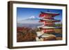 Mt. Fuji and Pagoda during the Fall Season in Japan.-SeanPavonePhoto-Framed Photographic Print
