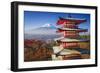 Mt. Fuji and Pagoda during the Fall Season in Japan.-SeanPavonePhoto-Framed Photographic Print