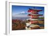 Mt. Fuji and Pagoda during the Fall Season in Japan.-SeanPavonePhoto-Framed Photographic Print