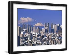 Mt.Fuji and Tokyo Shinjuku Area Skyline, Tokyo, Japan-Steve Vidler-Framed Photographic Print