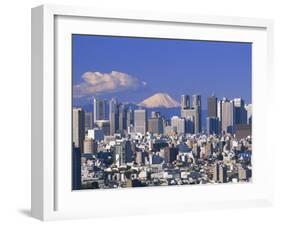 Mt.Fuji and Tokyo Shinjuku Area Skyline, Tokyo, Japan-Steve Vidler-Framed Photographic Print