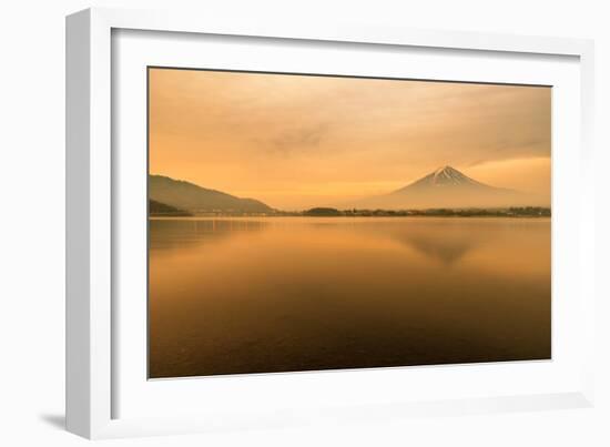 Mt. Fuji at Lake Kawaguchi During Sunrise in Japan. Mt. Fuji Is Famous Mountain in Japan-Prasit Rodphan-Framed Photographic Print