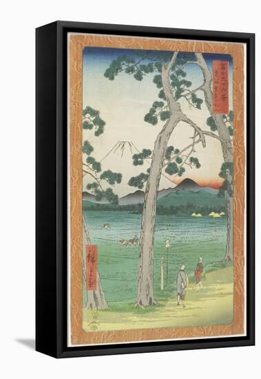 Mt. Fuji on Left Seen from Tokaido Road, April 1858-Utagawa Hiroshige-Framed Stretched Canvas