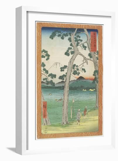 Mt. Fuji on Left Seen from Tokaido Road, April 1858-Utagawa Hiroshige-Framed Giclee Print